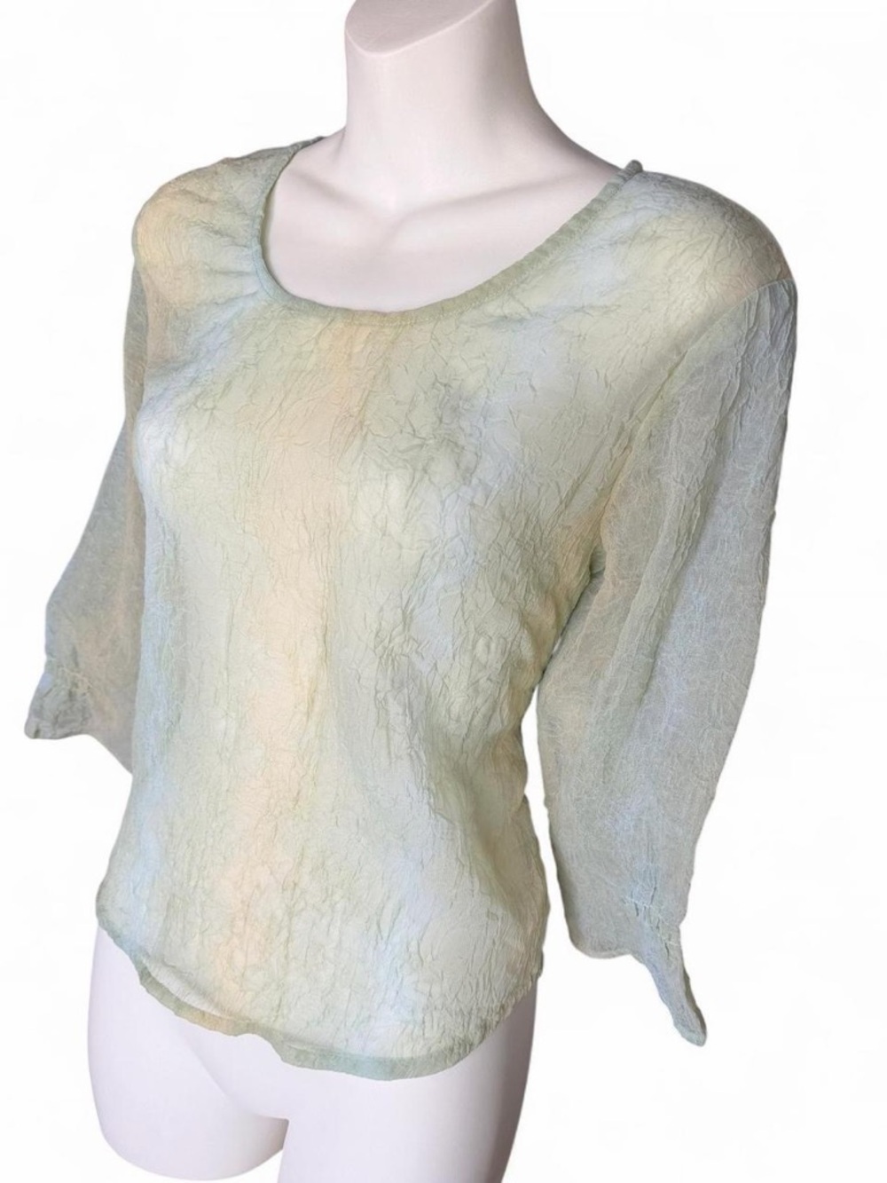 Soft Sage Scoop Neck Crinkle Blouse - Picture 2 of 5